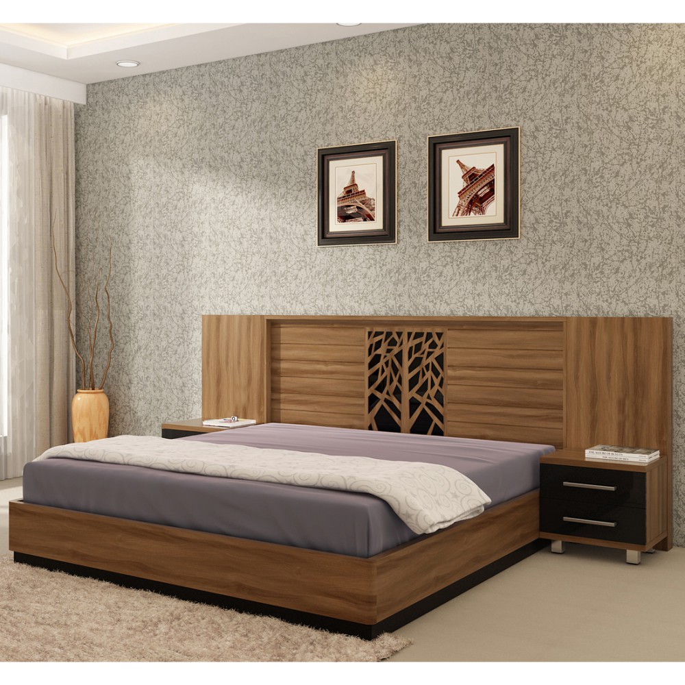 Autumn V2 King Bed With Parallel Lifton Storage - Walnut Bronze