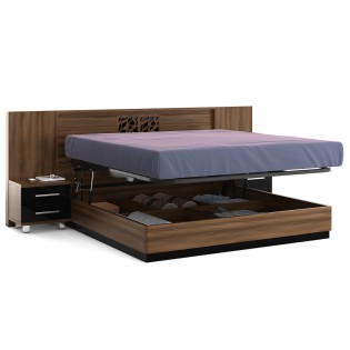 Kosmo Autumn V2 Queen Bed With Parallel Lifton Storag - Walnut Bronze