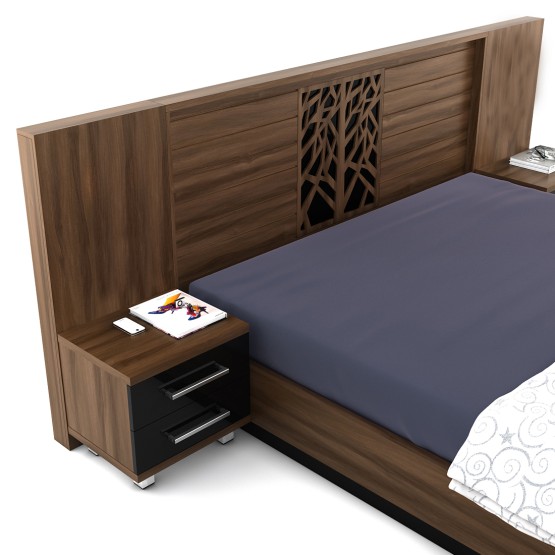 Autumn V2 King Bed With Parallel Lifton Storage - Walnut Bronze