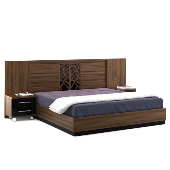 Kosmo Autumn V2 Queen Bed With Parallel Lifton Storag - Walnut Bronze