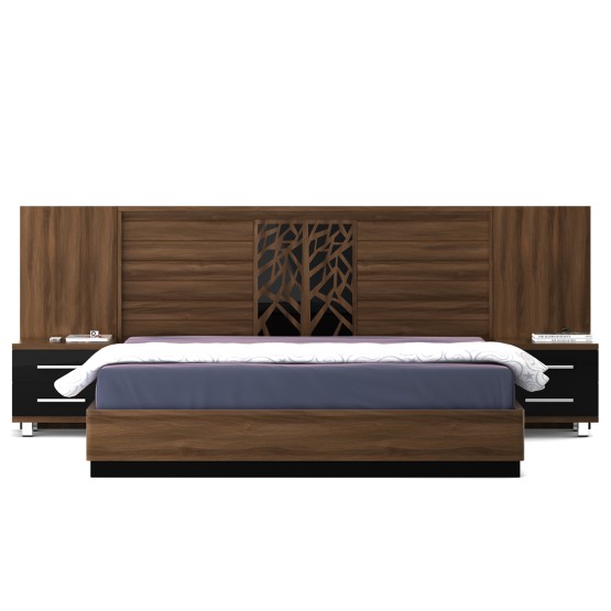 Kosmo Autumn V2 Queen Bed With Parallel Lifton Storag - Walnut Bronze