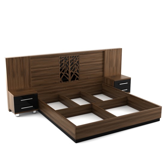 Kosmo Autumn V2 Queen Bed With Parallel Lifton Storag - Walnut Bronze