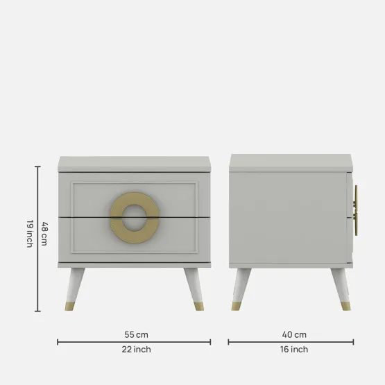 Akira Bedside Table - Pumic Grey