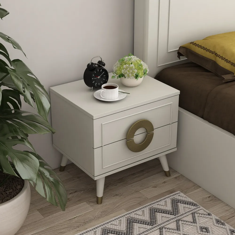 Akira Bedside Table - Pumic Grey