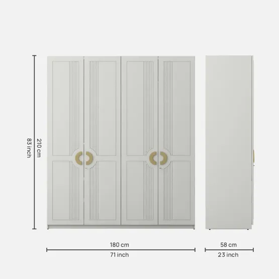 Akira 4 Door Wardrobe Without Mirror- Pumik Grey