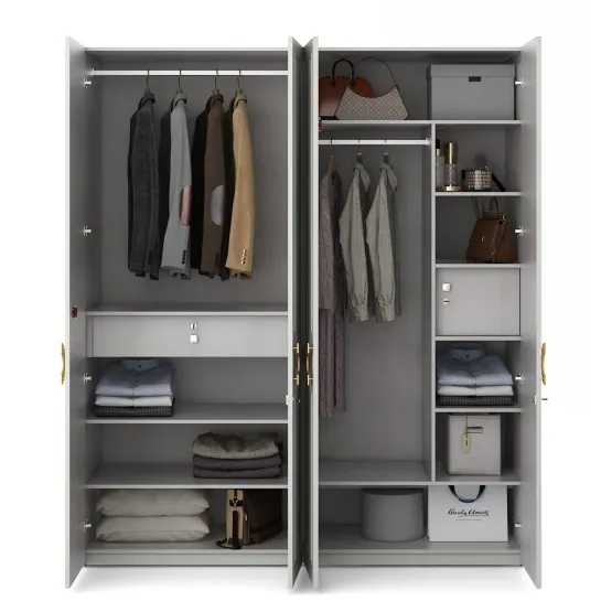 Akira 4 Door Wardrobe Without Mirror- Pumic Grey