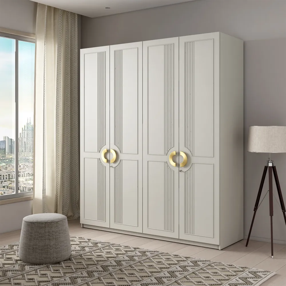 Akira 4 Door Wardrobe Without Mirror- Pumik Grey