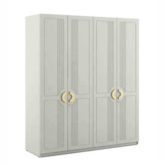 Akira 4 Door Wardrobe Without Mirror- Pumic Grey