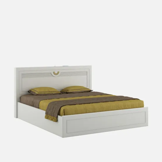 Akira Queen Bed With Full Lifton With Top Plank - Pumik Grey