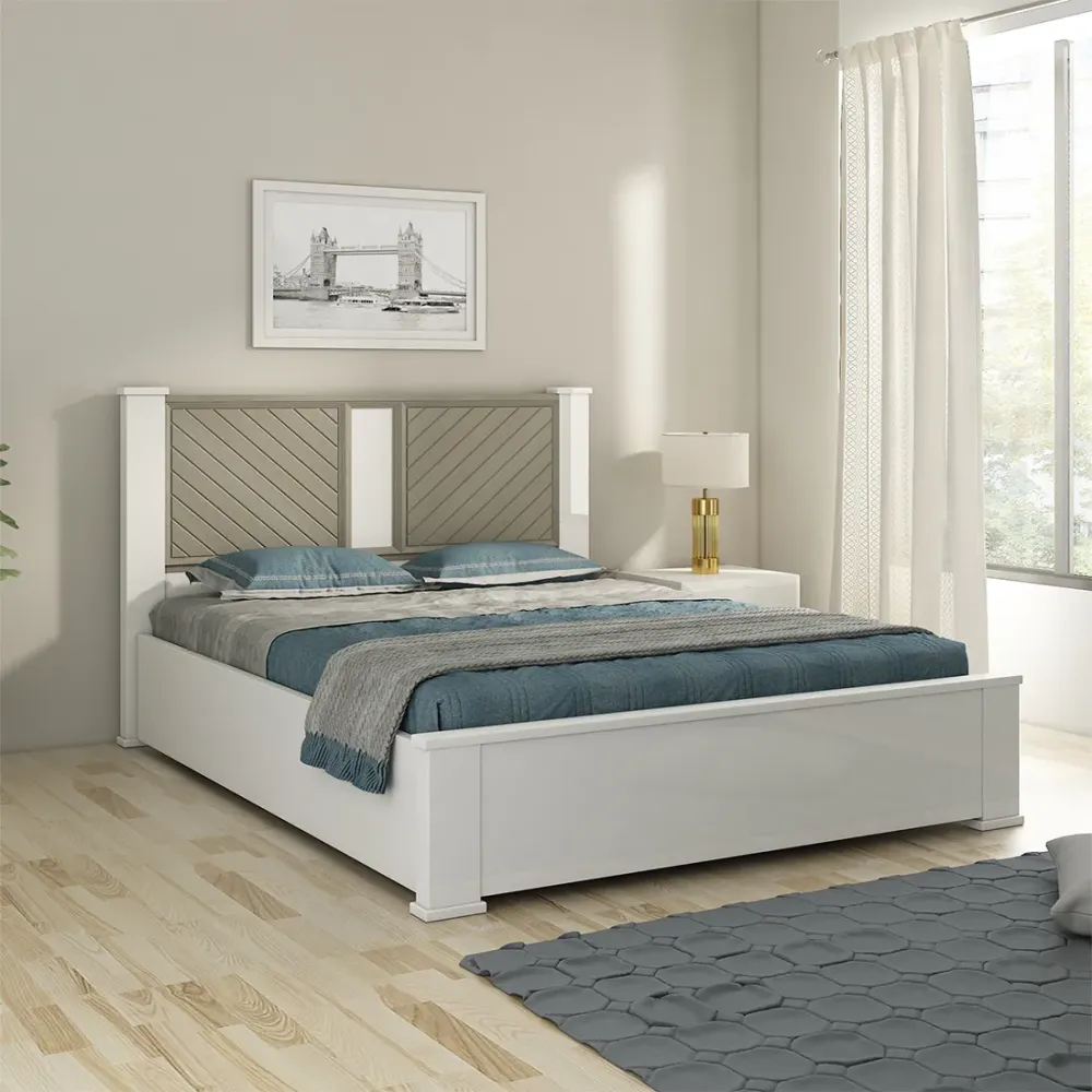 Alaska V3 Queen Bed Full Lifton - High Gloss White