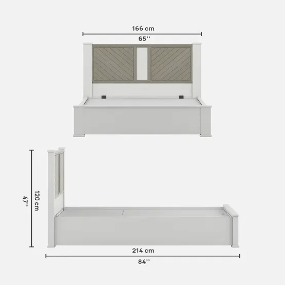 Kosmo Alaska V3 Queen Bed Full Lifton - High Gloss White