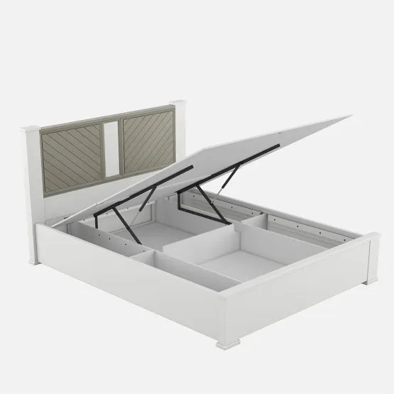 Alaska V3 Queen Bed Full Lifton - High Gloss White