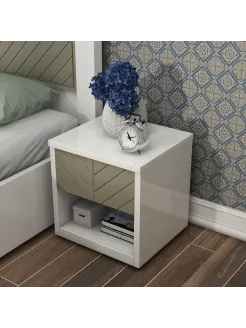 Alaska Bedside Table V2- High Gloss White