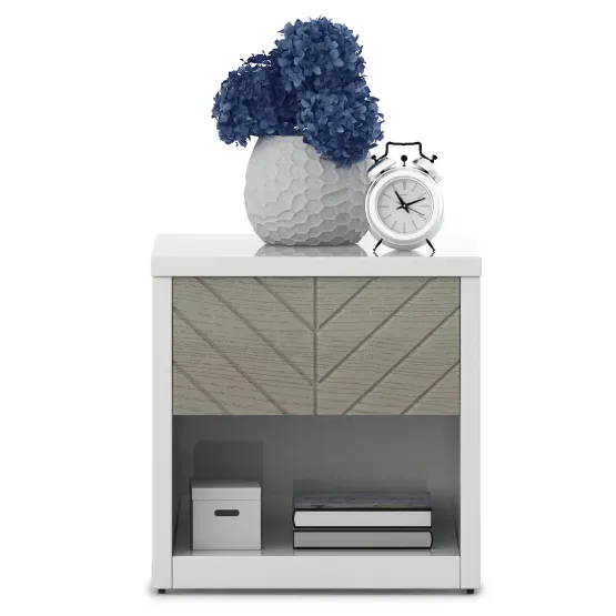 Alaska Bedside Table V2- High Gloss White