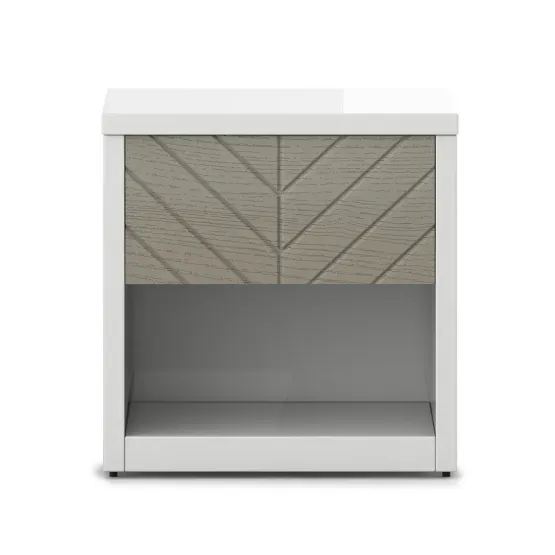 Alaska Bedside Table V2- High Gloss White