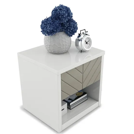 Alaska Bedside Table V2- High Gloss White