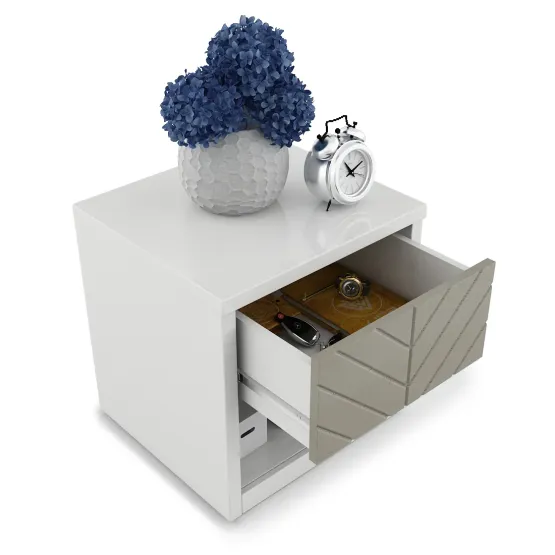 Alaska Bedside V2- High Gloss White