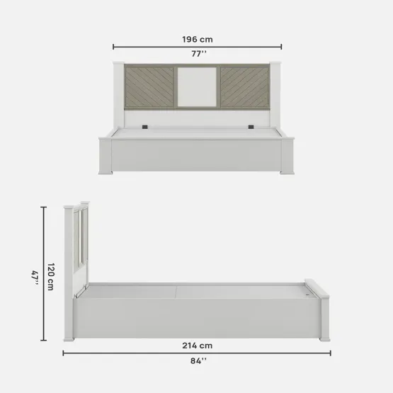 Kosmo Alaska V3 King Bed Full Lifton - High Gloss White