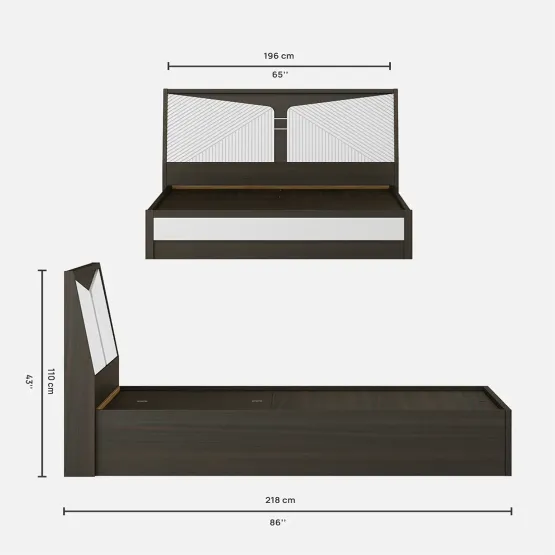 Kosmo Alina King Bed With 3/4 Lift On- Fumed Oak Woodpore