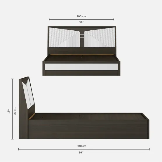 Alina Queen Bed With 3/4 Lift On- Fumed Oak Woodpore