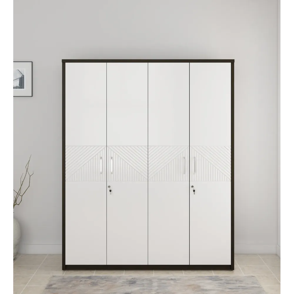 Kosmo Alina 4 Door Wardrobe Without Mirror- Fumed Oak Woodpore