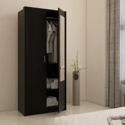 Apex 2 Door Wardrobe With Mirror - Natural Wenge Woodpore