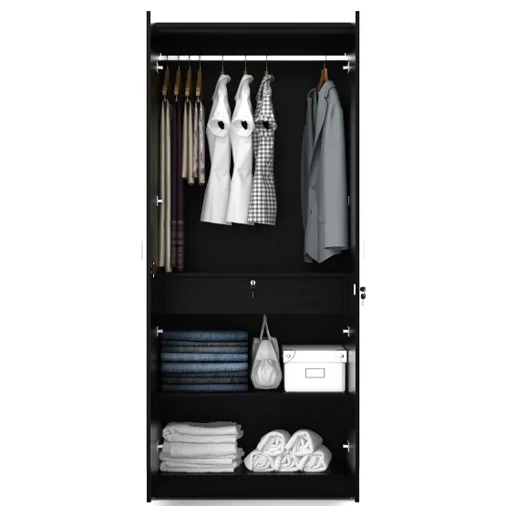 Kosmo Apex 2 Door Wardrobe With Mirror - Natural Wenge Woodpore