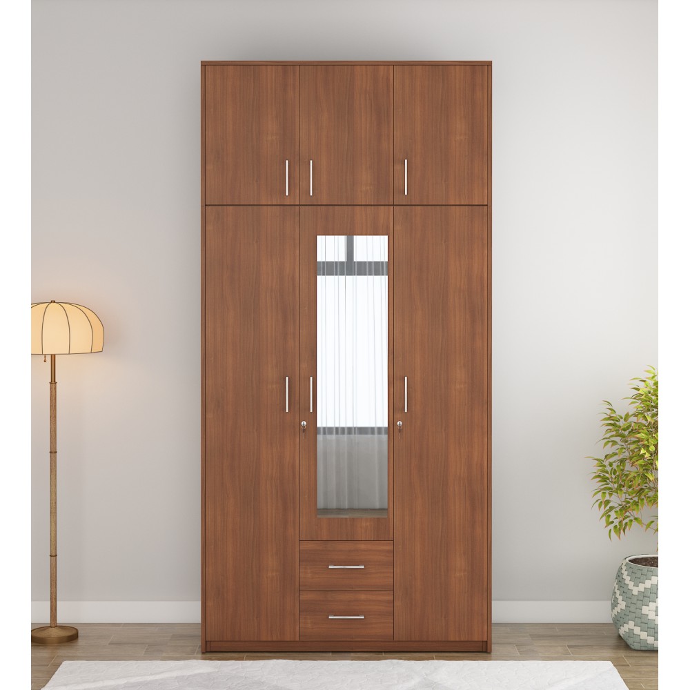 Apex 3 Door Dresser Wardrobe With Loft - Walnut Rigato