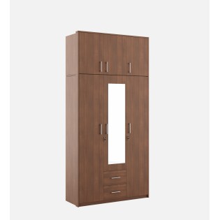 Apex 3 Door Dresser Wardrobe With Loft - Walnut Rigato