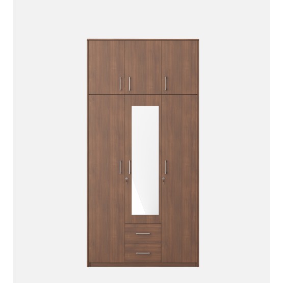 Apex 3 Door Dresser Wardrobe With Loft - Walnut Rigato