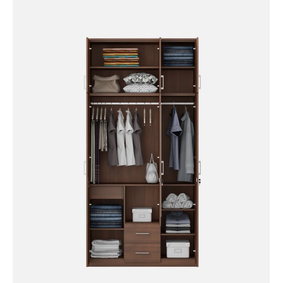 Apex 3 Door Dresser Wardrobe With Loft - Walnut Rigato