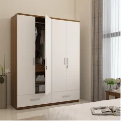 Apex 4 Door Wardrobe Without Mirror - Frosty White Woodpore