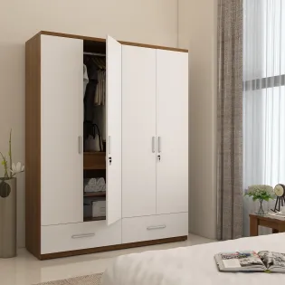 Kosmo Apex 4 Door Wardrobe Without Mirror - Frosty White Woodpore