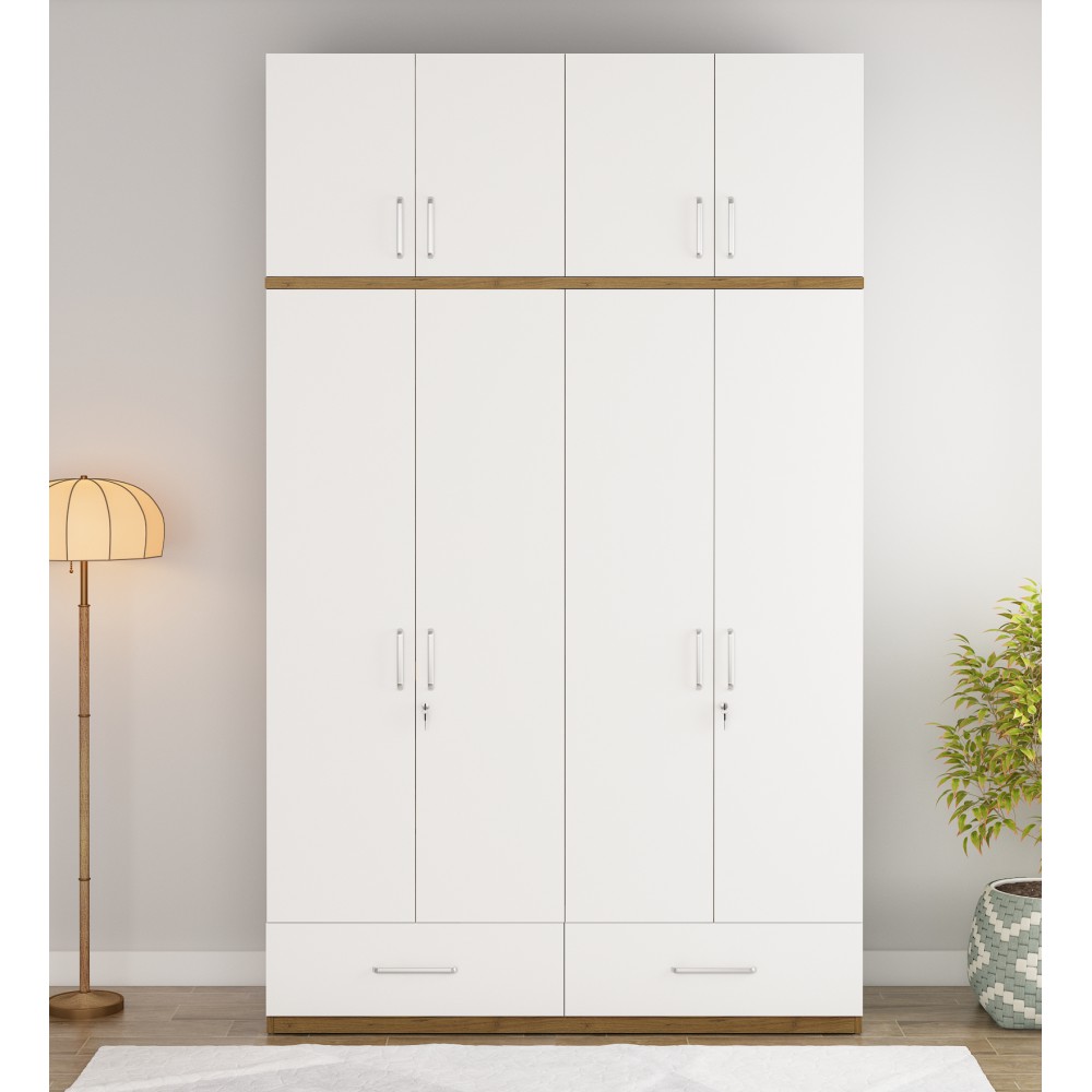 Apex 4 Door Wardrobe Without Mirror With Loft - Frosty White