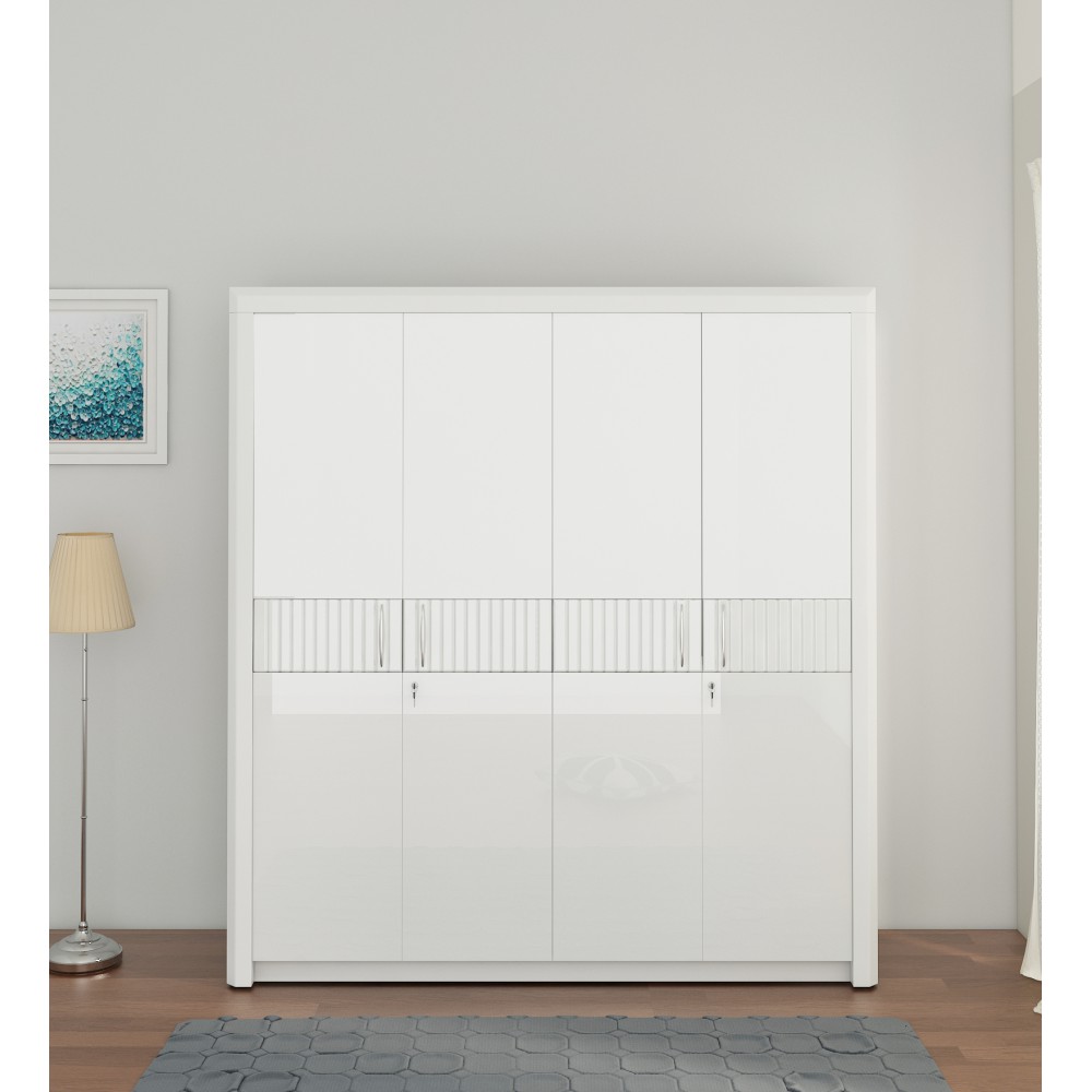 Kosmo Arctic 4 Door Wardrobe - High Gloss White