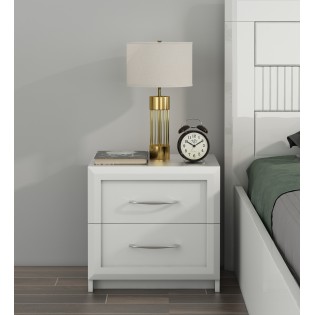 Arctic Bedside Table - High Gloss White