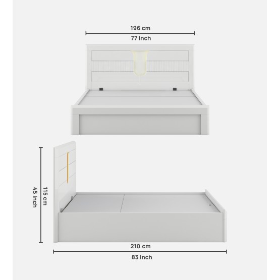 Kosmo Arctic King Bed Full Lift On With Top Panel?? - High Gloss White