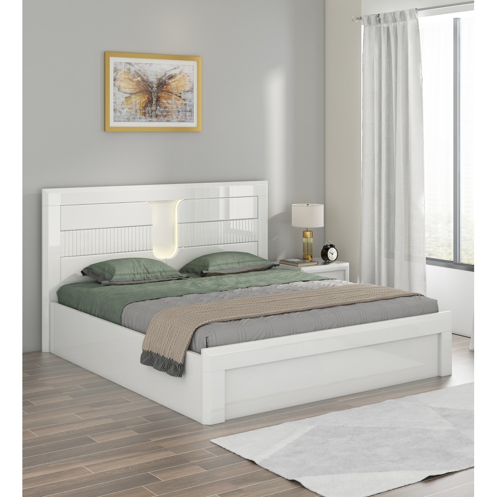 Kosmo Arctic King Bed Full Lift On With Top Panel?? - High Gloss White