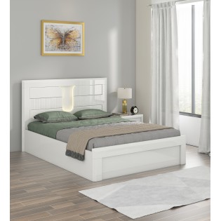 Arctic Queen Bed Full Lifton With Top Panel - High Gloss White