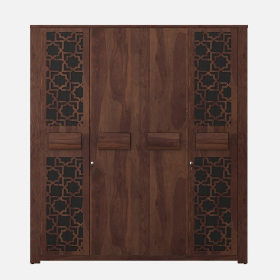 Kosmo Artisan 4 Door Wardrobe Without Mirror- Sheesham