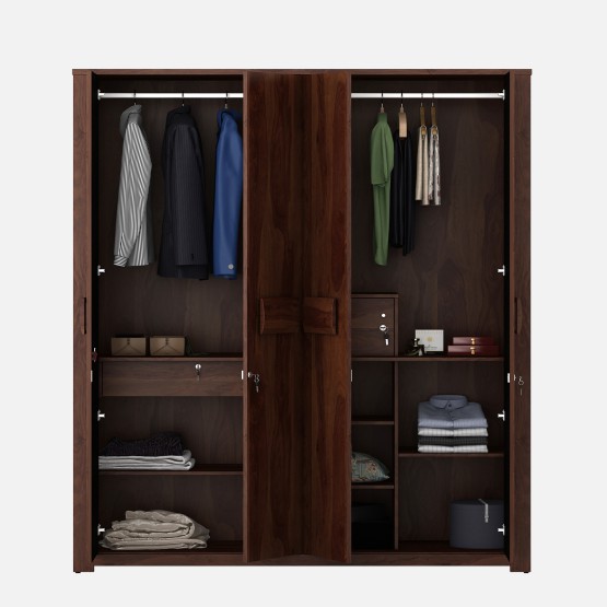 Kosmo Artisan 4 Door Wardrobe Without Mirror- Sheesham