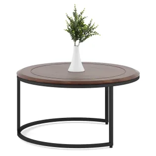 Center Table Ashley Large With Mdf Top And Metal Under Structure In Black- Sheesham