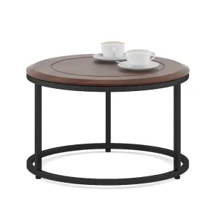 Center Table Ashley Small With Mdf Top And Metal Under Structure In Black- Sheesham