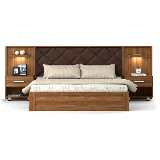 Ashton Queen Bed 3/4 Lifton Storage 2 Bedside Natural Teak