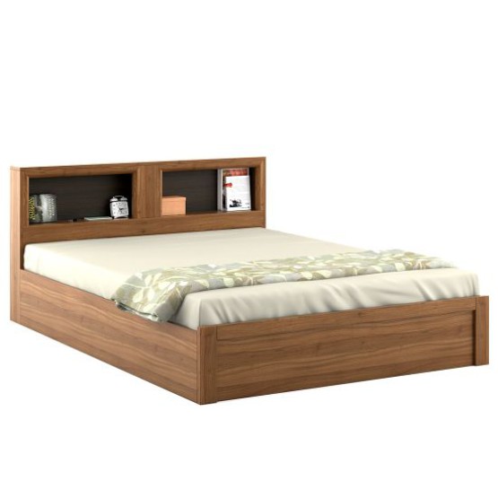 Kosmo Blaze Queen Bed With Box Type Storage - Natural Teak