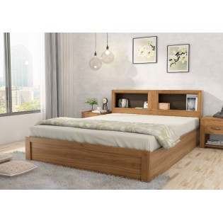 Kosmo Blaze Queen Bed With Box Type Storage - Natural Teak