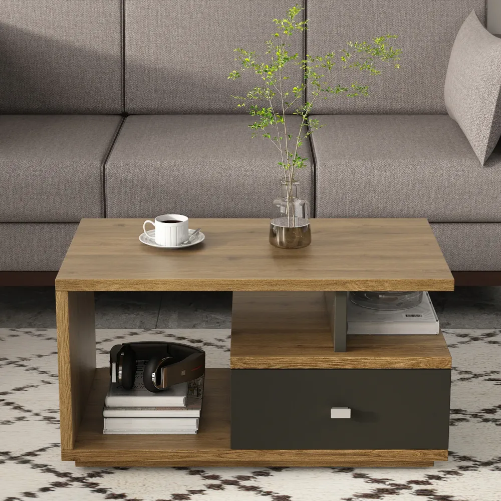 Kosmo Center Table Ct 101 In Classic Oak & Slate Grey