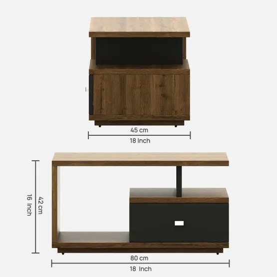 Kosmo Center Table Ct 101 In Classic Oak & Slate Grey