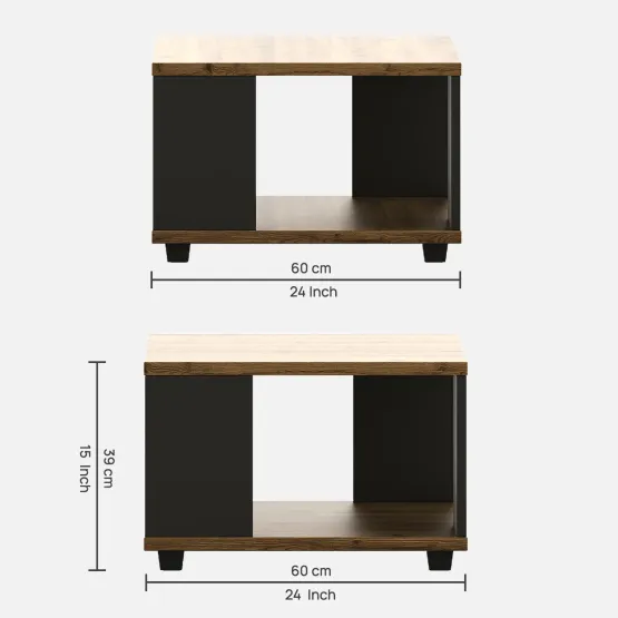 Kosmo Center Table Ct 102 In Classic Oak & Slate Grey