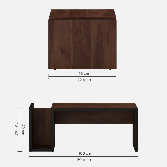 Kosmo Center Table Ct 105 In Sheesham & Natural Wenge